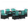 Zestaw do jadalni w ogrodzie 7 pcs Czarny polirattan