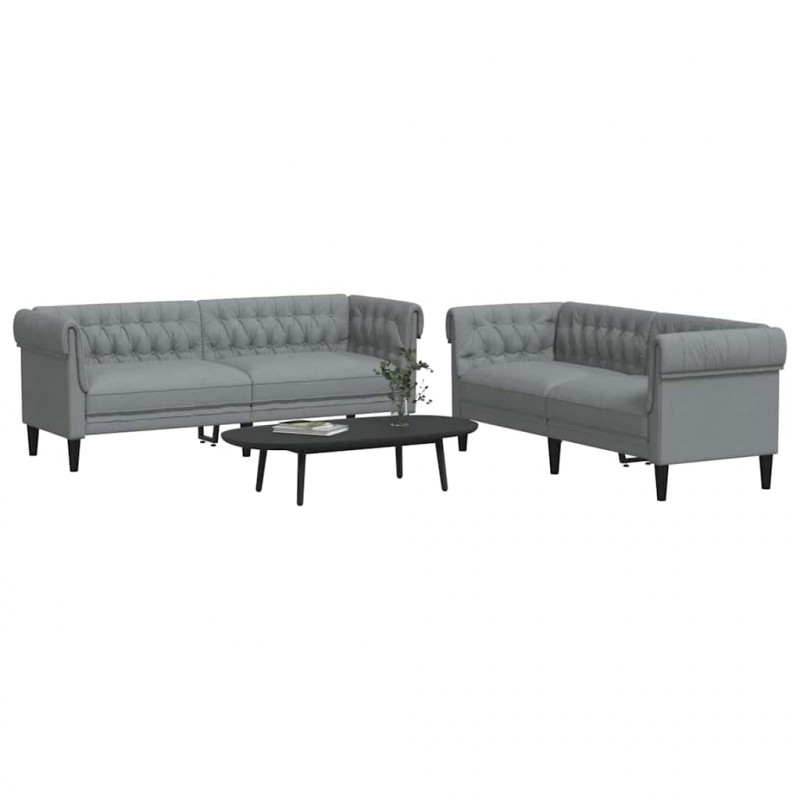 Sofa do salonu 2 pcs Jasnoszary tkanina