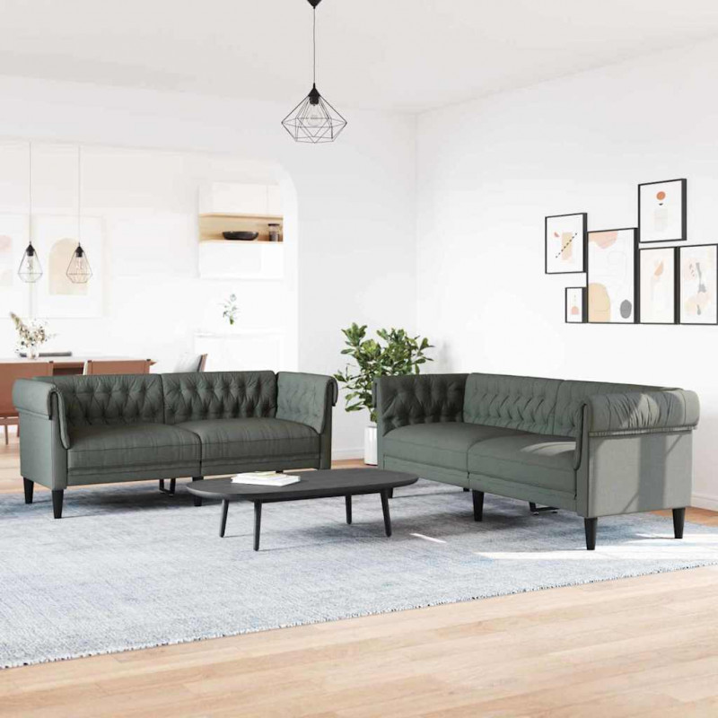 Sofa do salonu 2 pcs Ciemnoszary tkanina
