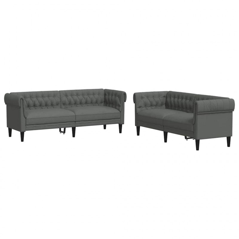 Sofa do salonu 2 pcs Ciemnoszary tkanina
