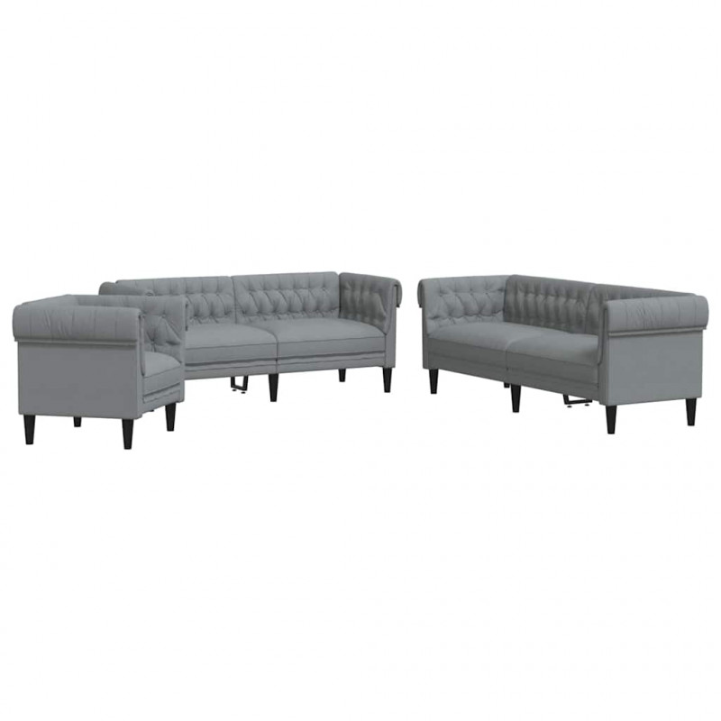 Sofa do salonu 3 pcs Jasnoszary tkanina