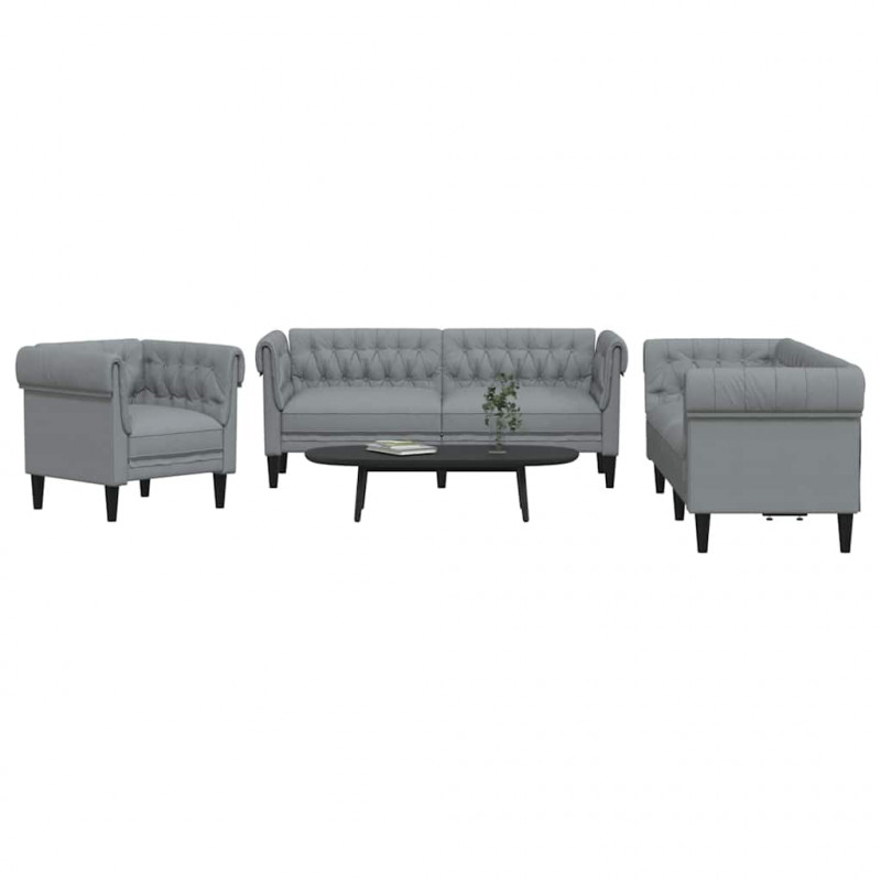 Sofa do salonu 3 pcs Jasnoszary tkanina