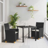 Zestaw do jadalni w ogrodzie 3 pcs Czarny polirattan