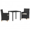 Zestaw do jadalni w ogrodzie 3 pcs Czarny polirattan