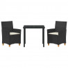 Zestaw do jadalni w ogrodzie 3 pcs Czarny polirattan