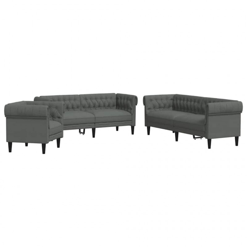 Sofa do salonu 3 pcs Ciemnoszary tkanina