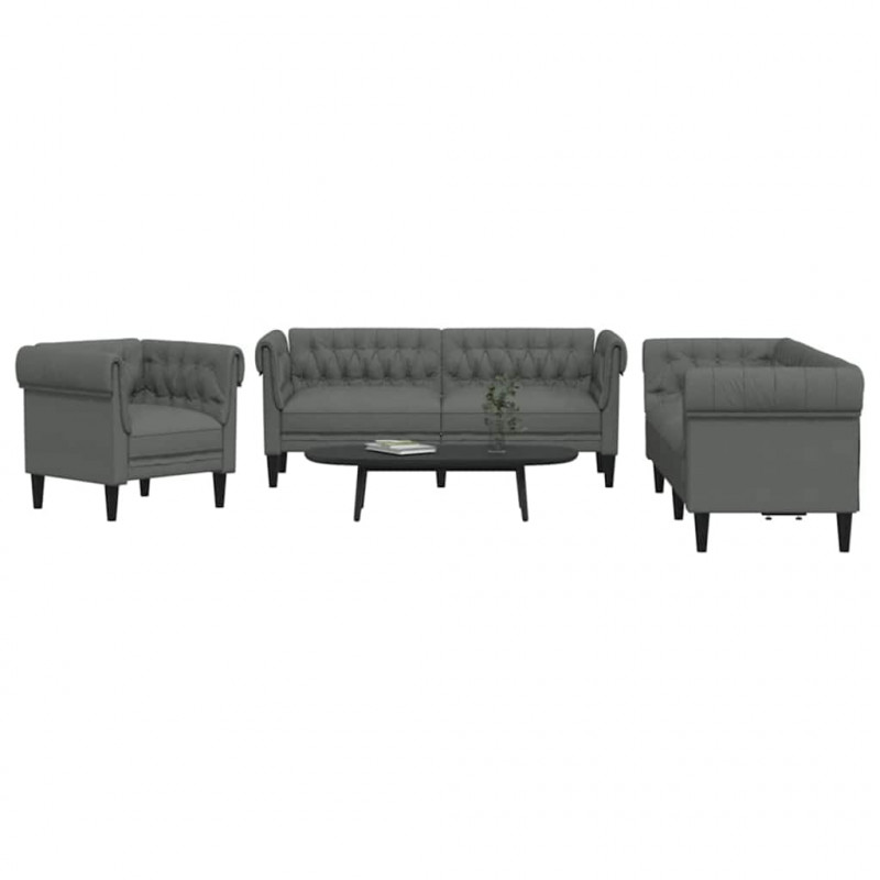 Sofa do salonu 3 pcs Ciemnoszary tkanina