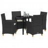 Zestaw do jadalni w ogrodzie 5 pcs Czarny polirattan