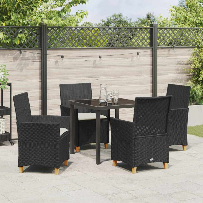 Zestaw do jadalni w ogrodzie 5 pcs Czarny polirattan
