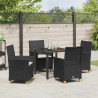 Zestaw do jadalni w ogrodzie 5 pcs Czarny polirattan
