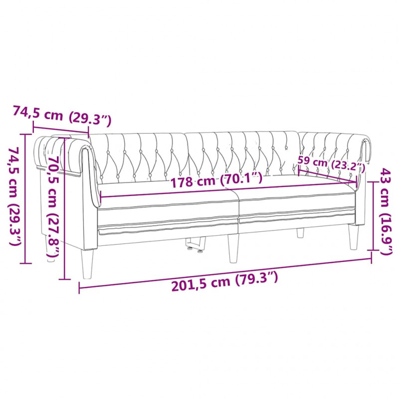 Sofa do salonu 3 pcs Ciemnoszary tkanina