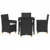 Zestaw do jadalni w ogrodzie 5 pcs Czarny polirattan