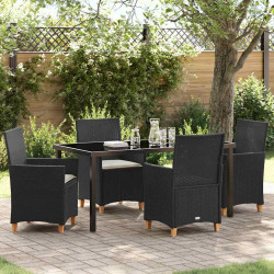 Zestaw do jadalni w ogrodzie 5 pcs Czarny polirattan