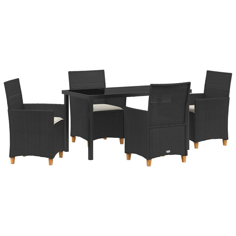Zestaw do jadalni w ogrodzie 5 pcs Czarny polirattan