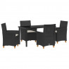 Zestaw do jadalni w ogrodzie 5 pcs Czarny polirattan