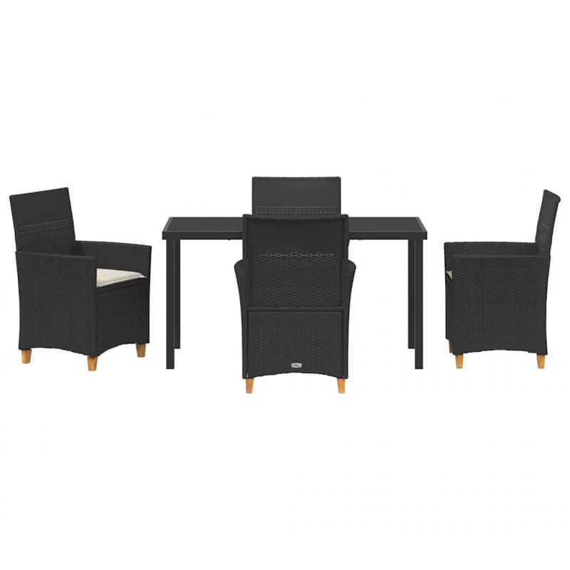 Zestaw do jadalni w ogrodzie 5 pcs Czarny polirattan