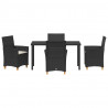 Zestaw do jadalni w ogrodzie 5 pcs Czarny polirattan
