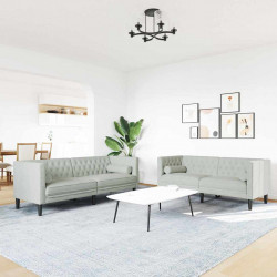 Sofa do salonu 2 pcs Jasnoszary 194 x 74,5 x 70,5 cm Aksamit