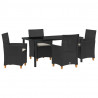 Zestaw do jadalni w ogrodzie 5 pcs Czarny polirattan