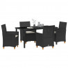 Zestaw do jadalni w ogrodzie 5 pcs Czarny polirattan
