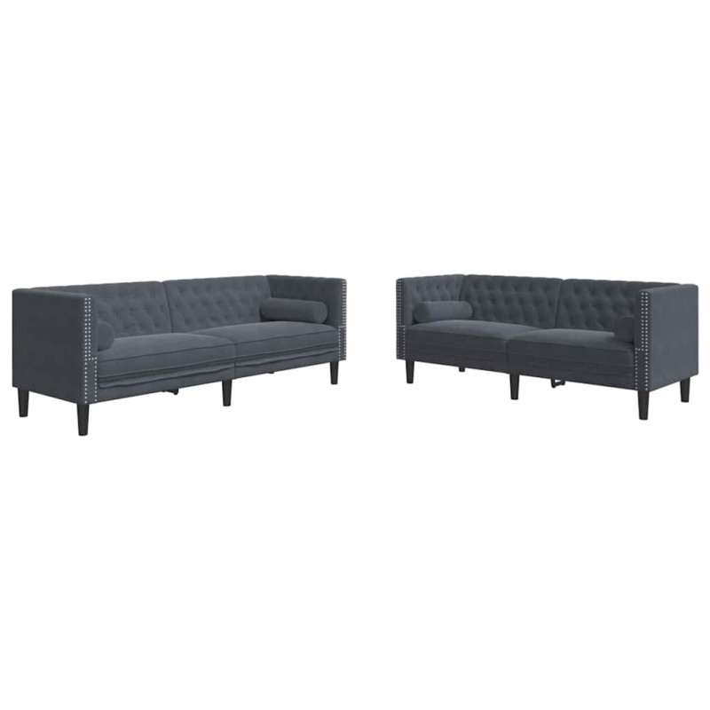 Sofa do salonu 2 pcs Ciemnoszary 194 x 74,5 x 70,5 cm Aksamit