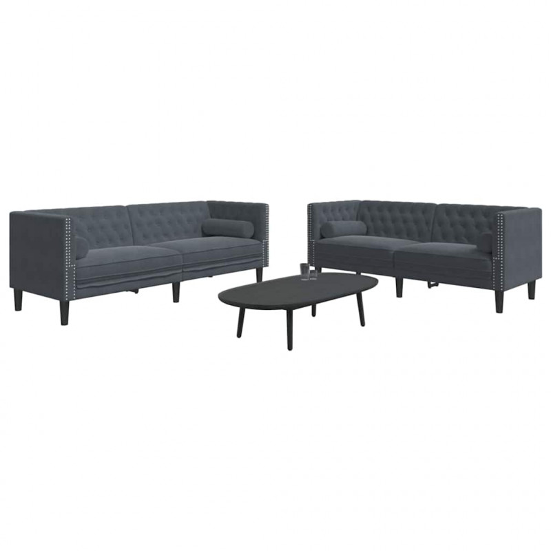 Sofa do salonu 2 pcs Ciemnoszary 194 x 74,5 x 70,5 cm Aksamit