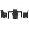 Zestaw do jadalni w ogrodzie 5 pcs Czarny polirattan