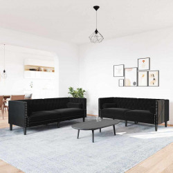Sofa do salonu 2 pcs Czarny 194 x 74,5 x 70,5 cm Aksamit