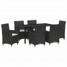 Zestaw do jadalni w ogrodzie 7 pcs Czarny polirattan