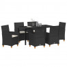 Zestaw do jadalni w ogrodzie 7 pcs Czarny polirattan