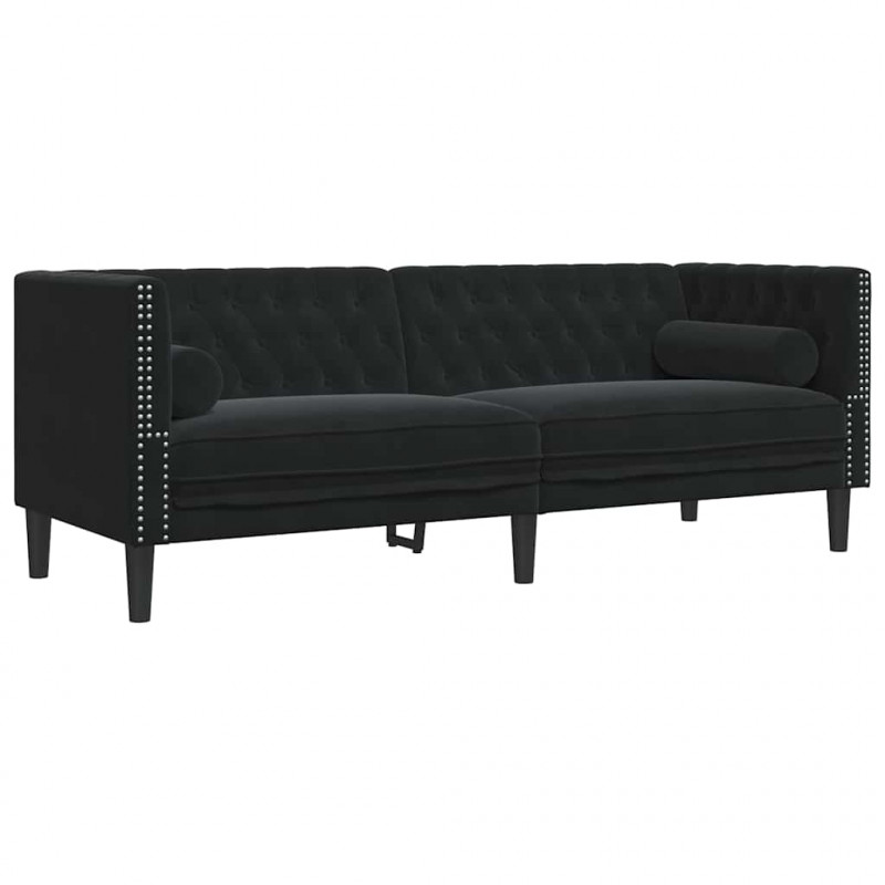Sofa do salonu 2 pcs Czarny 194 x 74,5 x 70,5 cm Aksamit