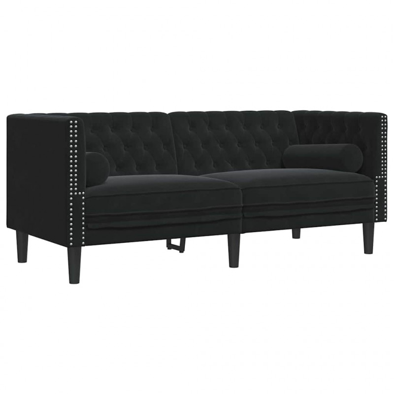 Sofa do salonu 2 pcs Czarny 194 x 74,5 x 70,5 cm Aksamit