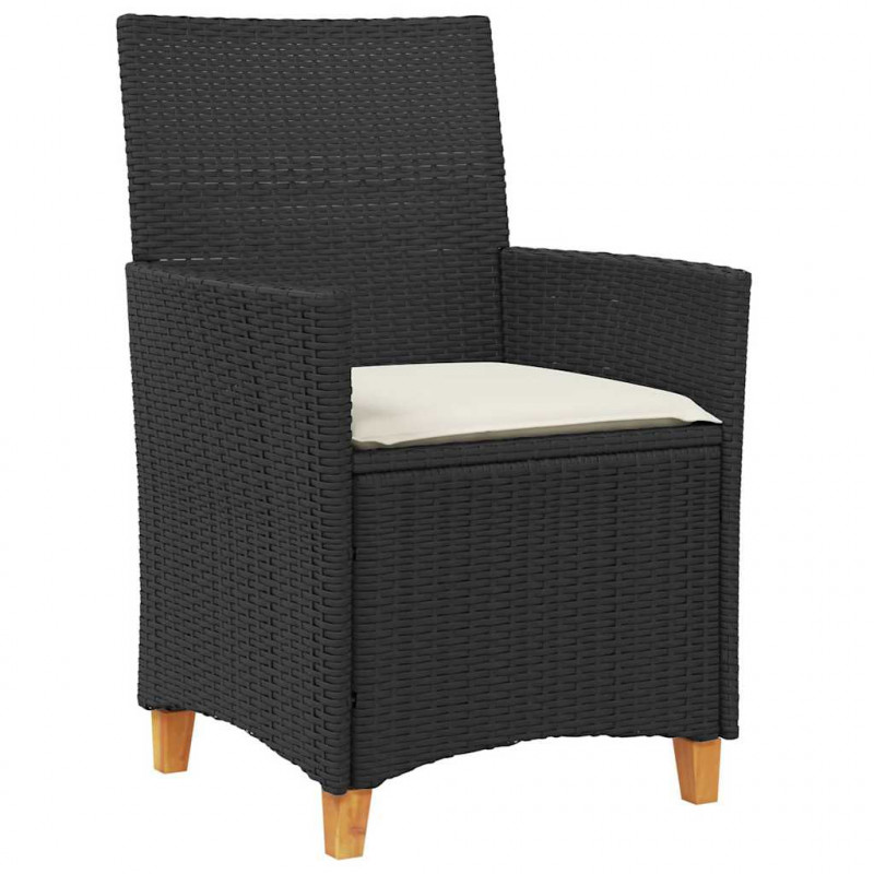 Zestaw do jadalni w ogrodzie 7 pcs Czarny polirattan