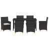 Zestaw do jadalni w ogrodzie 7 pcs Czarny polirattan