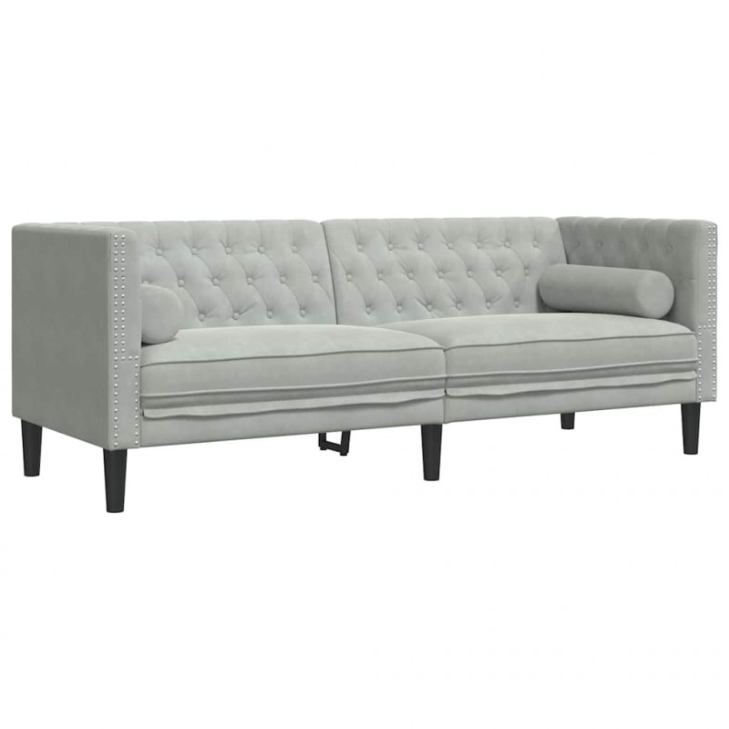 Sofa do salonu 3 pcs Jasnoszary 194 x 74,5 x 70,5 cm Aksamit