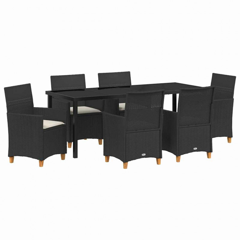 Zestaw do jadalni w ogrodzie 7 pcs Czarny polirattan