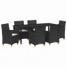 Zestaw do jadalni w ogrodzie 7 pcs Czarny polirattan