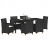 Zestaw do jadalni w ogrodzie 7 pcs Czarny polirattan