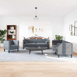 Sofa do salonu 3 pcs Ciemnoszary 194 x 74,5 x 70,5 cm Aksamit