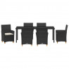 Zestaw do jadalni w ogrodzie 7 pcs Czarny polirattan
