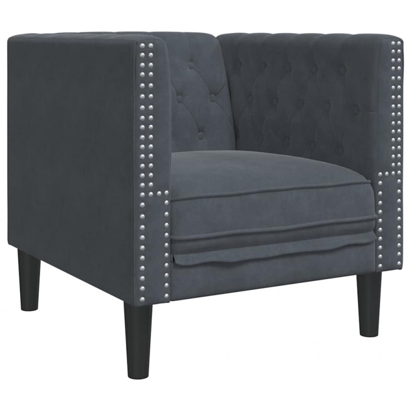 Sofa do salonu 3 pcs Ciemnoszary 194 x 74,5 x 70,5 cm Aksamit