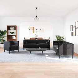 Sofa do salonu 3 pcs Czarny 194 x 74,5 x 70,5 cm Aksamit