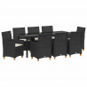 Zestaw do jadalni w ogrodzie 9 pcs Czarny polirattan