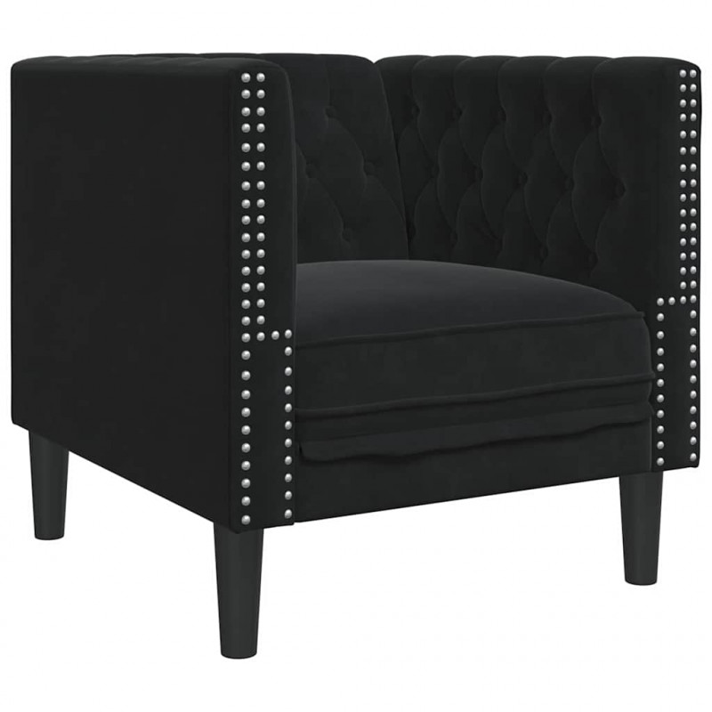 Sofa do salonu 3 pcs Czarny 194 x 74,5 x 70,5 cm Aksamit