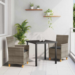 Zestaw do jadalni w ogrodzie 3 pcs Szary polirattan