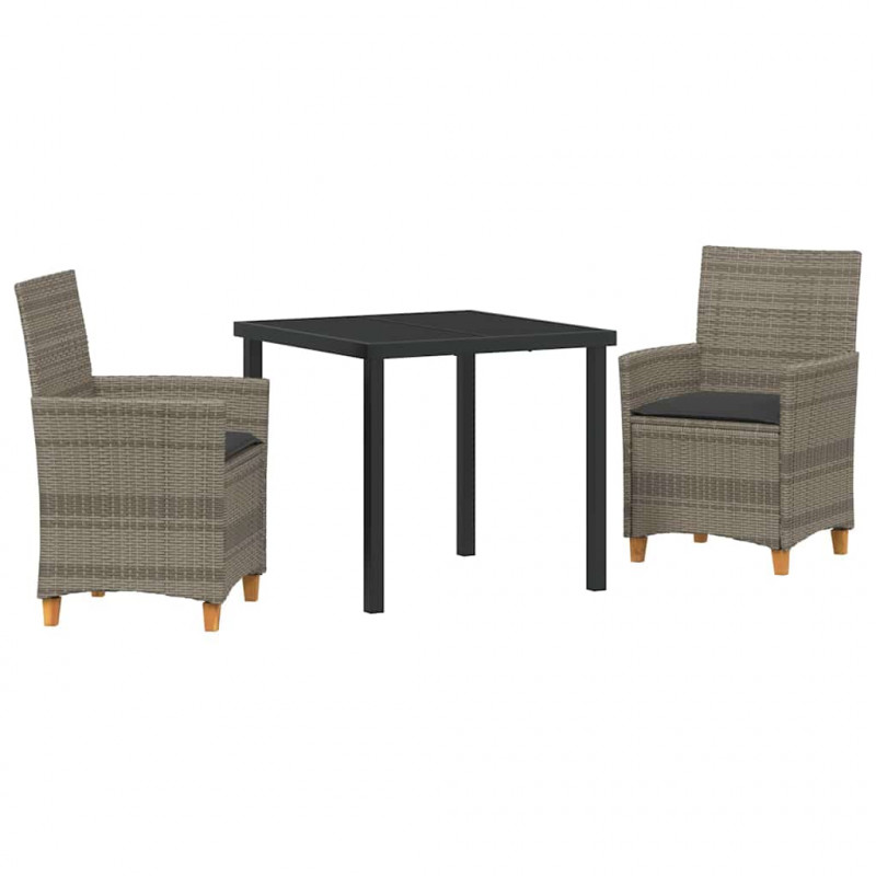 Zestaw do jadalni w ogrodzie 3 pcs Szary polirattan