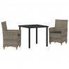 Zestaw do jadalni w ogrodzie 3 pcs Szary polirattan