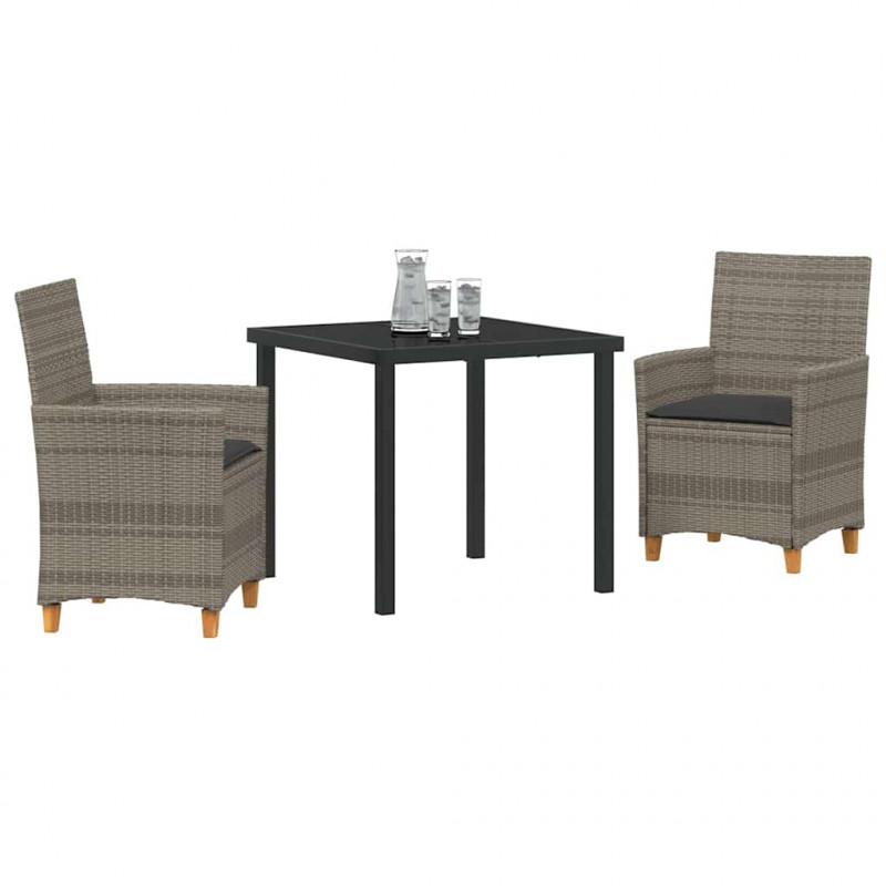 Zestaw do jadalni w ogrodzie 3 pcs Szary polirattan