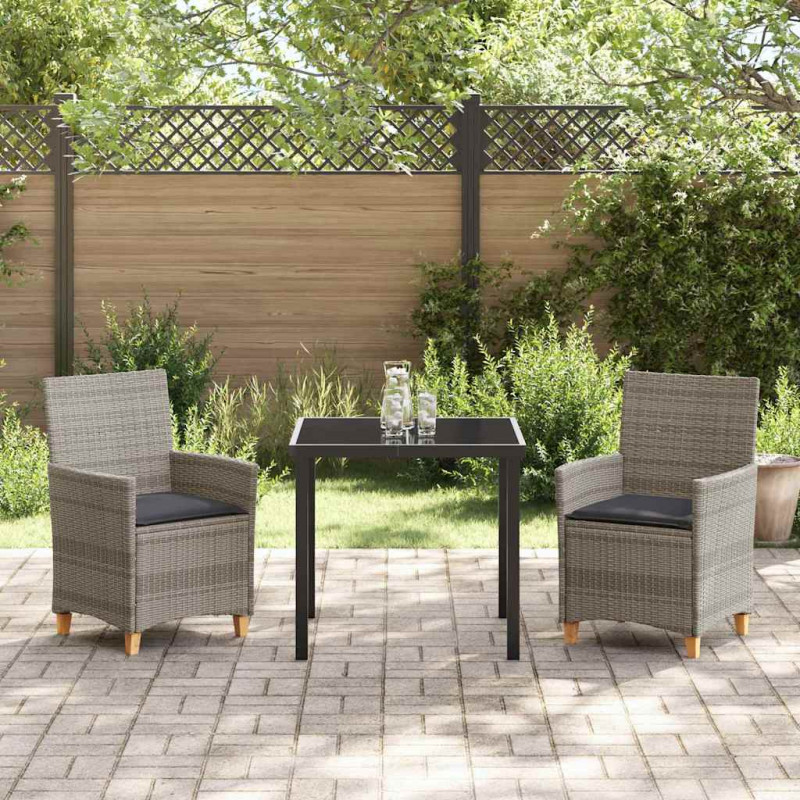 Zestaw do jadalni w ogrodzie 3 pcs Szary polirattan
