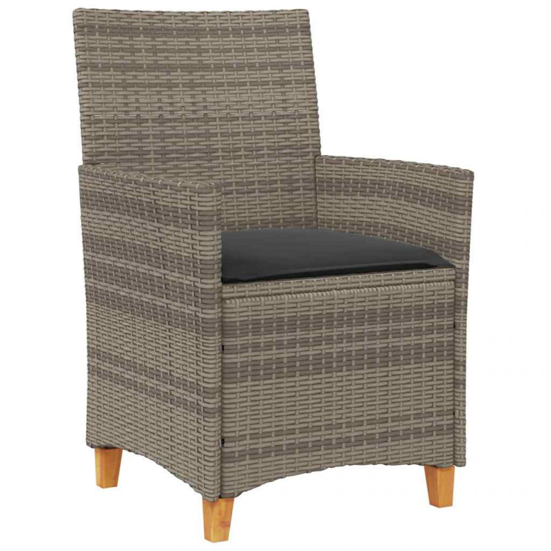 Zestaw do jadalni w ogrodzie 3 pcs Szary polirattan